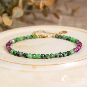 Ruby Zoisite Bracelet: Delicate AAA Crystal Healing Bracelet