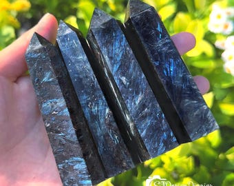 Arfvedsonite Tower Point: Astrophyllite Obelisk Wand - Healing Crystal