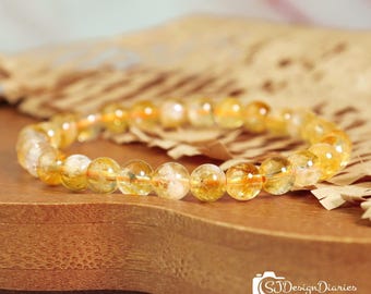 Rekbare armband van natuurlijke citrien, geldarmband, sieraden voor het manifesteren van rijkdom, kristal voor overvloed en motivatie.