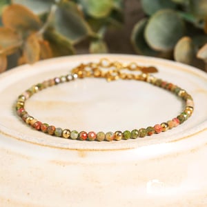 AAA+ Grade Unakite Bead Bracelet , Unakite Minimalist Bracelet, Healing Gemstone Bracelet, Dainty Bracelet Gifts for Mother, Unique Gifts