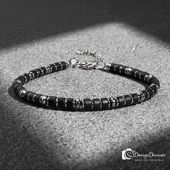 Ultimate Protection Bracelet, Black Tourmaline & Hematite, Grounding Negative Energy, Spiritual Armor