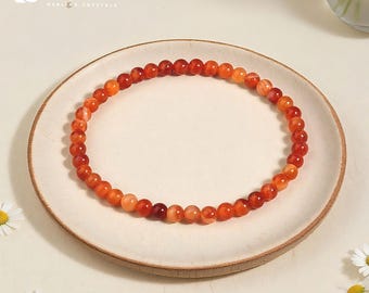 4mm Carnelian Stretch Bracelet: Courage & Warmth Bracelet, Self Care Gift, Gift for Her, Healing crystal, Red