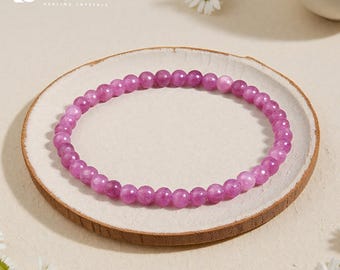Lepidolite Stretch Bracelet: Calming Stone for Stress Relief, Emotional Balance, Libra Zodiac Bracelet
