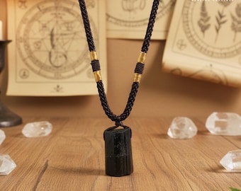 Raw Black Tourmaline Pendant, Witch Amulet, Energy Shield Necklace, Gift for Scorpio