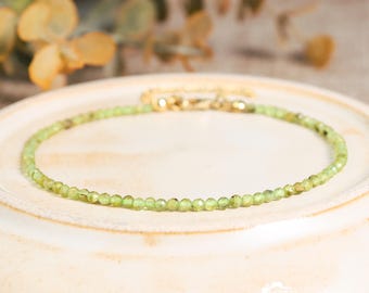 Peridot 3mm Faceted Bracelet • Sparkling Green Gemstone • August Birthstone • Healing Energy  • Luck & Abundance  • Leo  Virgo Zodiac Gift