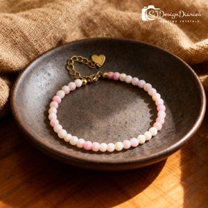 Bracelet en coquillages roses, perles de coquillages naturels 3 mm, énergie de la déesse, féminité divine et magie de l'océan