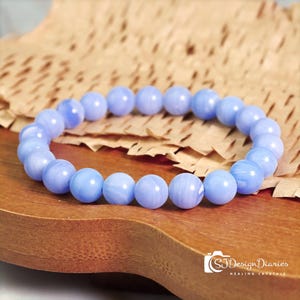 Blue Lace Agate Bracelet, 8mm Blue Lace Agate Crystal Bracelet, Blue Lace Agate Jewelry, Healing Crystal Gift, The Stone of Strength