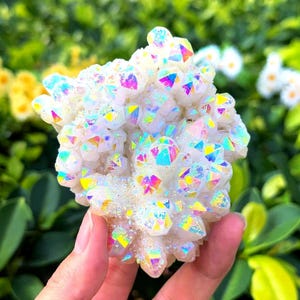 AAA+ Grade Angel Aura Quartz Cluster ,Study Desk Geode, Specimen Healing Crystal Gifts, Mineral Specimens , Home Decor,Last-minute Gift