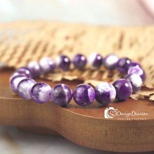 Chevron Amethyst Bracelet | Aura Cleansing | The Master Healing Stone | 10mm Beads