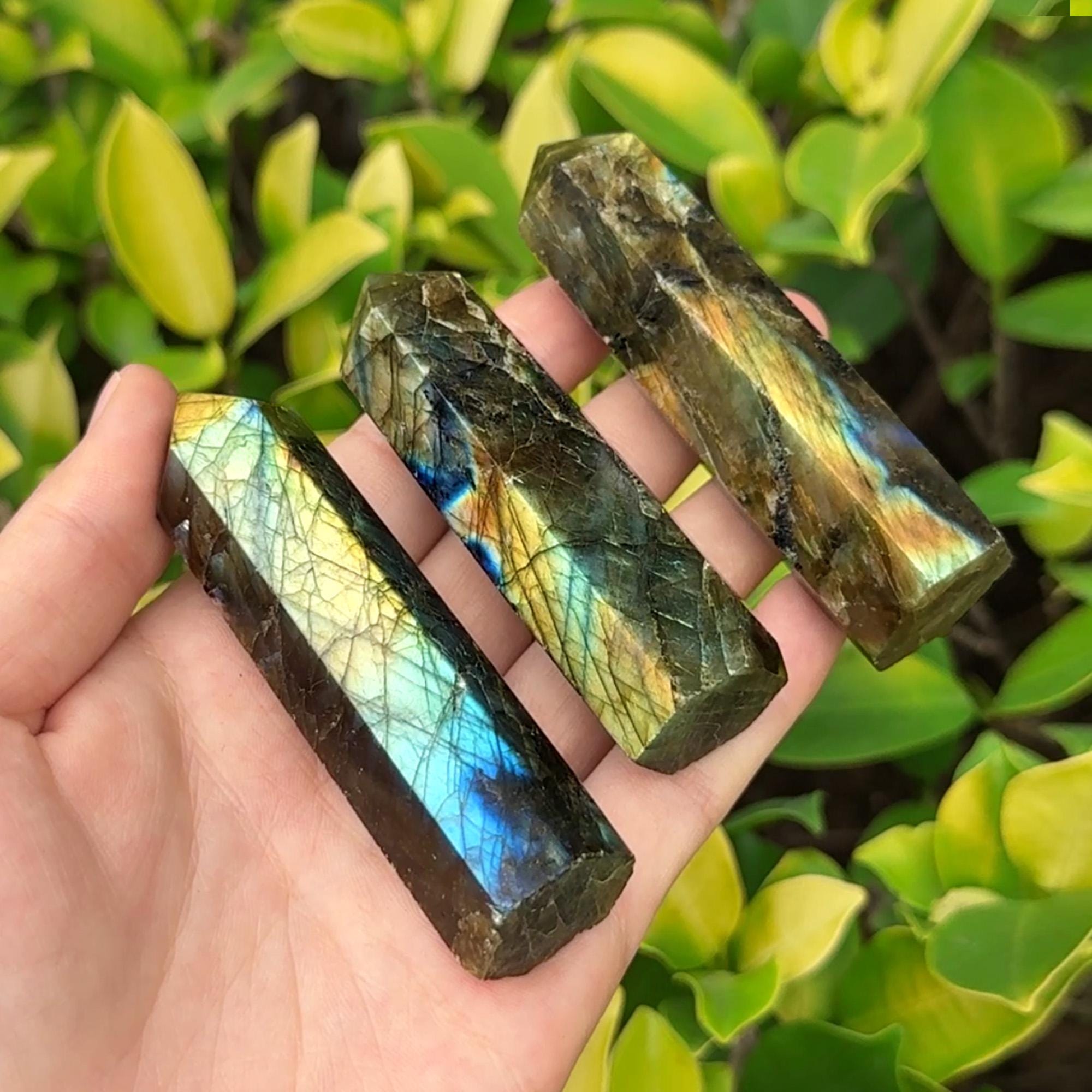 Natural Labradorite Tower Point | Throat Chakra Crystal Labradorite Gemstone Obelisk | Home Decor Gift with Free Pouch |Healing Crystal