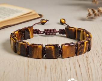 Tiger's Eye Bead Bracelet: Confidence, Protection, Grounding, Men's Bracelet