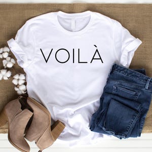Voila Slogan T-shirt French Quote Tshirt Design Voila Phrase SVG PNG PDF Minimalist Aesthetic Slogan T-shirt Pillow  Mug  Cap, Wall Art