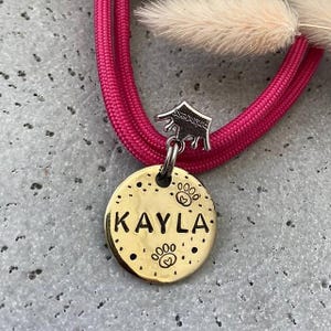 Custom Metal Pet ID Tag – Personalized Dog & Cat Name Tag with Engraved Phone Number, Hand Stamped Design in Aluminum, Copper or Brass