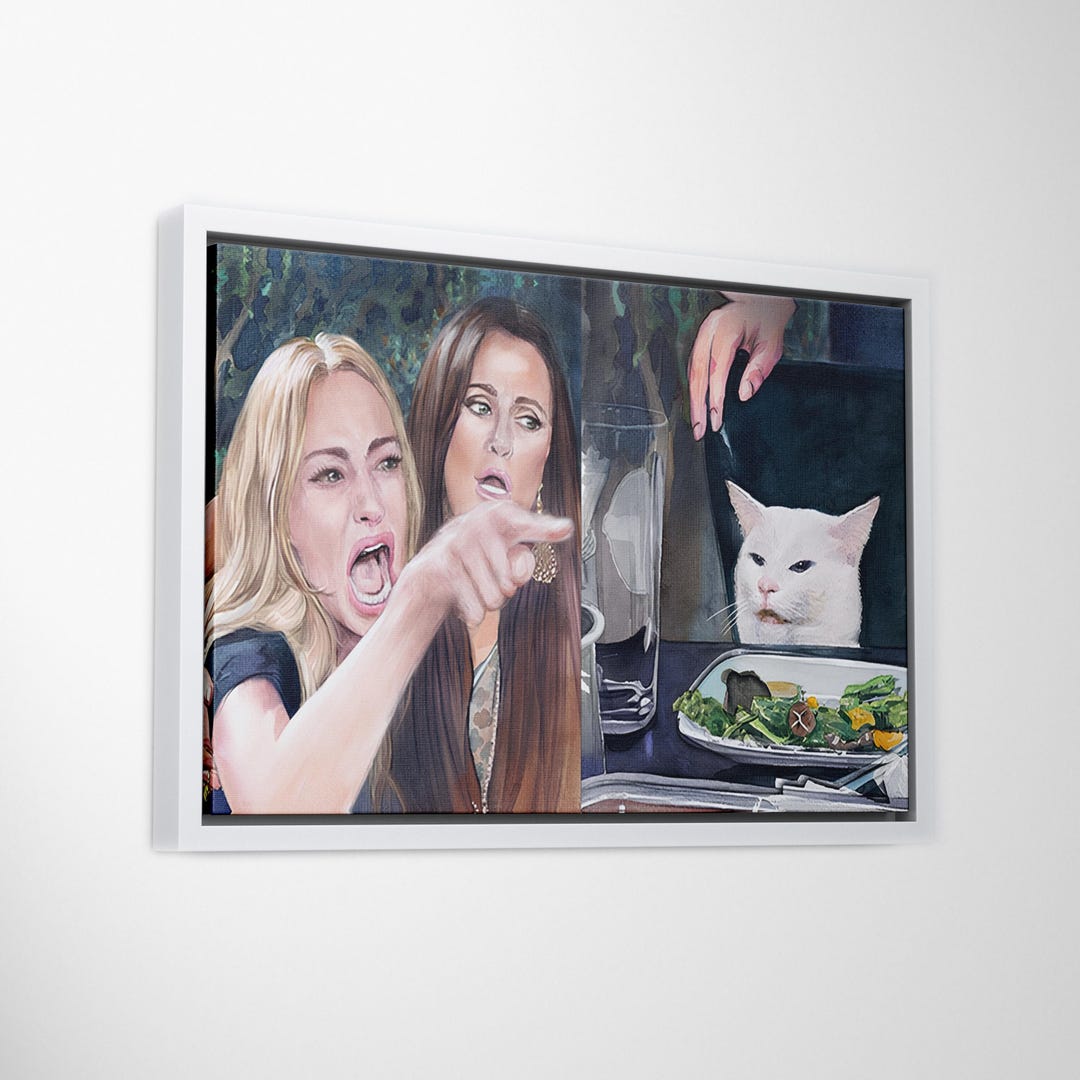 Women Yelling at Cat Meme Poster, Cat Meme Canvas, Blonde Woman Yelling ...