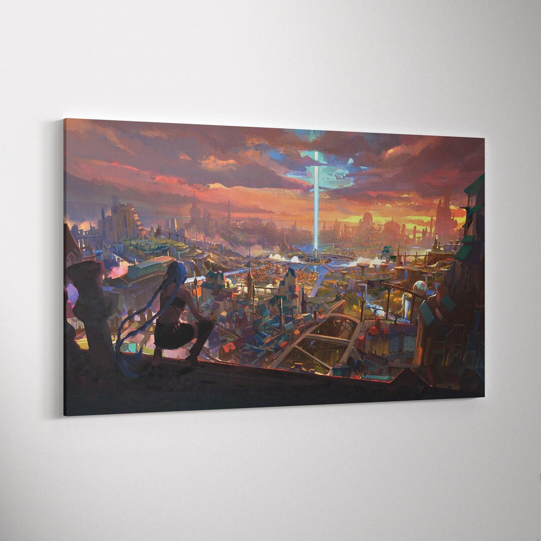 League of Legends Jinx Watching Piltover City, Arcane Poster Print ...