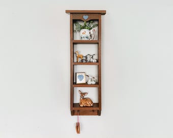 Vintage Ladder Shelf | Blue Heart Detail | Wood Wall Shelf | Cottagecore | Grandmacore