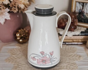 Vintage Thermos Model 820 Ellie Carafe | Pink Floral 1 Qt Coffee Butler | West Germany