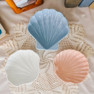 Vintage Ceramic Shell Dish: Coastal Decor Trinket Tray - Choice of Color