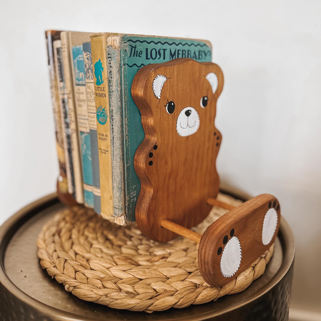 Vintage Teddy Bear Wooden Book Rack | Adorable Child’s Bookshelf With ...