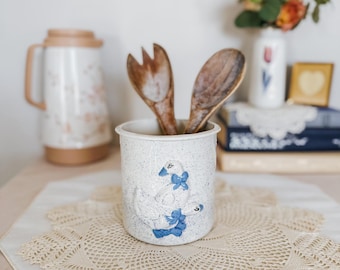 Vintage Studio Pottery Goose Canister | Hand Painted Ceramic | Cottagecore Kitchen | Grandmacore
