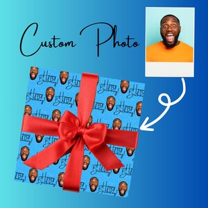 Personalized Wrapping Paper, Custom Birthday Wrapping Paper with Celebrants Picture, Funny Custom Heads Photo Gift Wrap Sheet