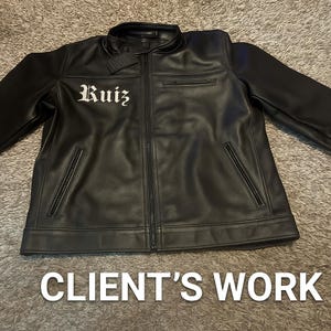 Custom leather jacket with embroidered logo client work