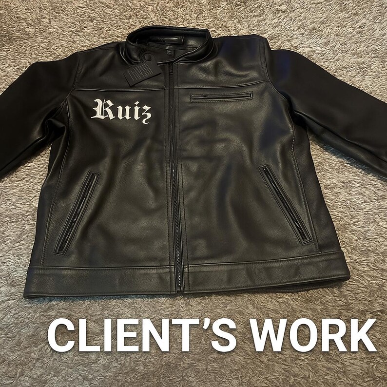 Custom leather jacket with embroidered logo client work