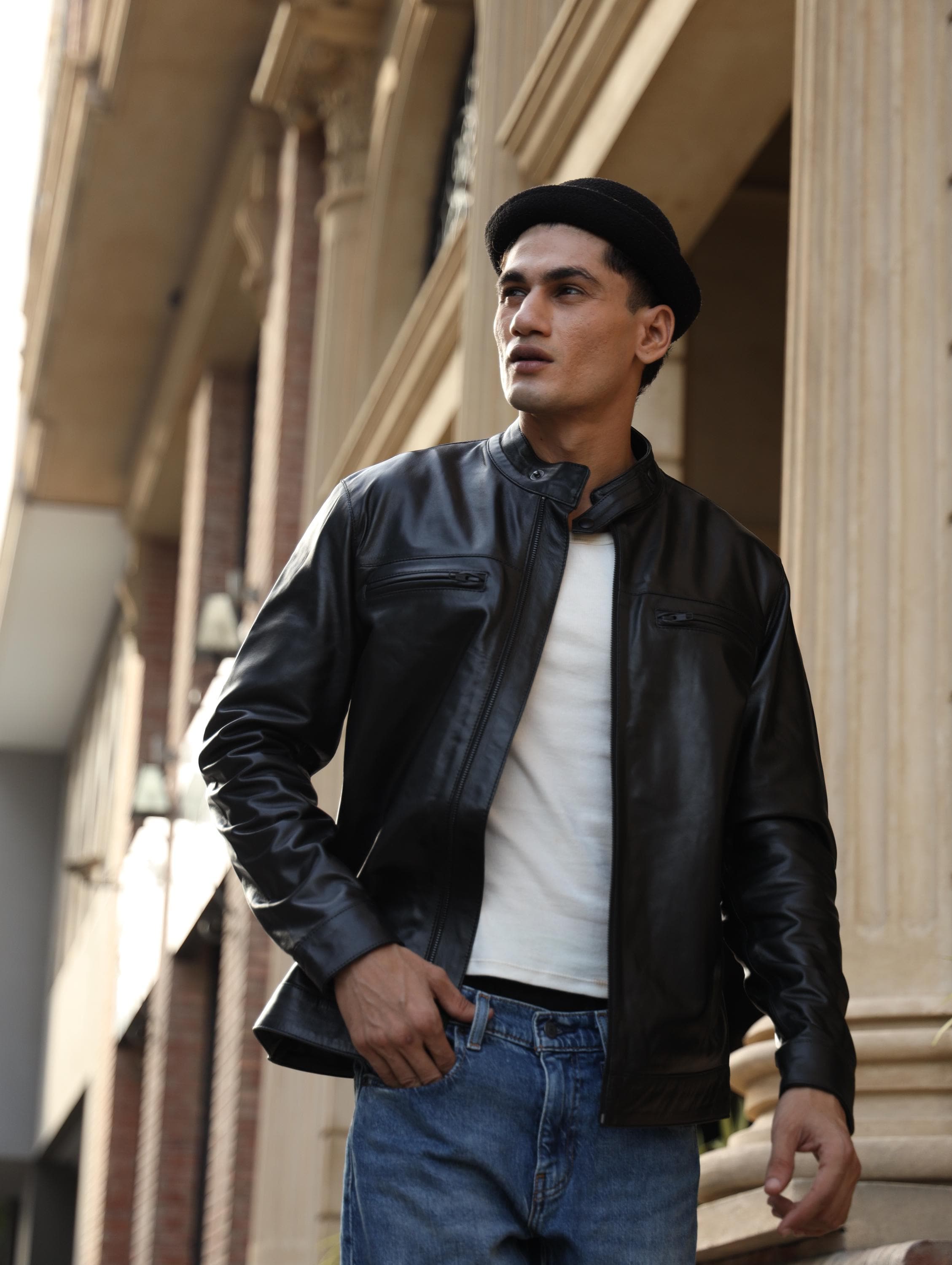 Men's Black Lambskin Leather Cruiser Jacket – Full-grain