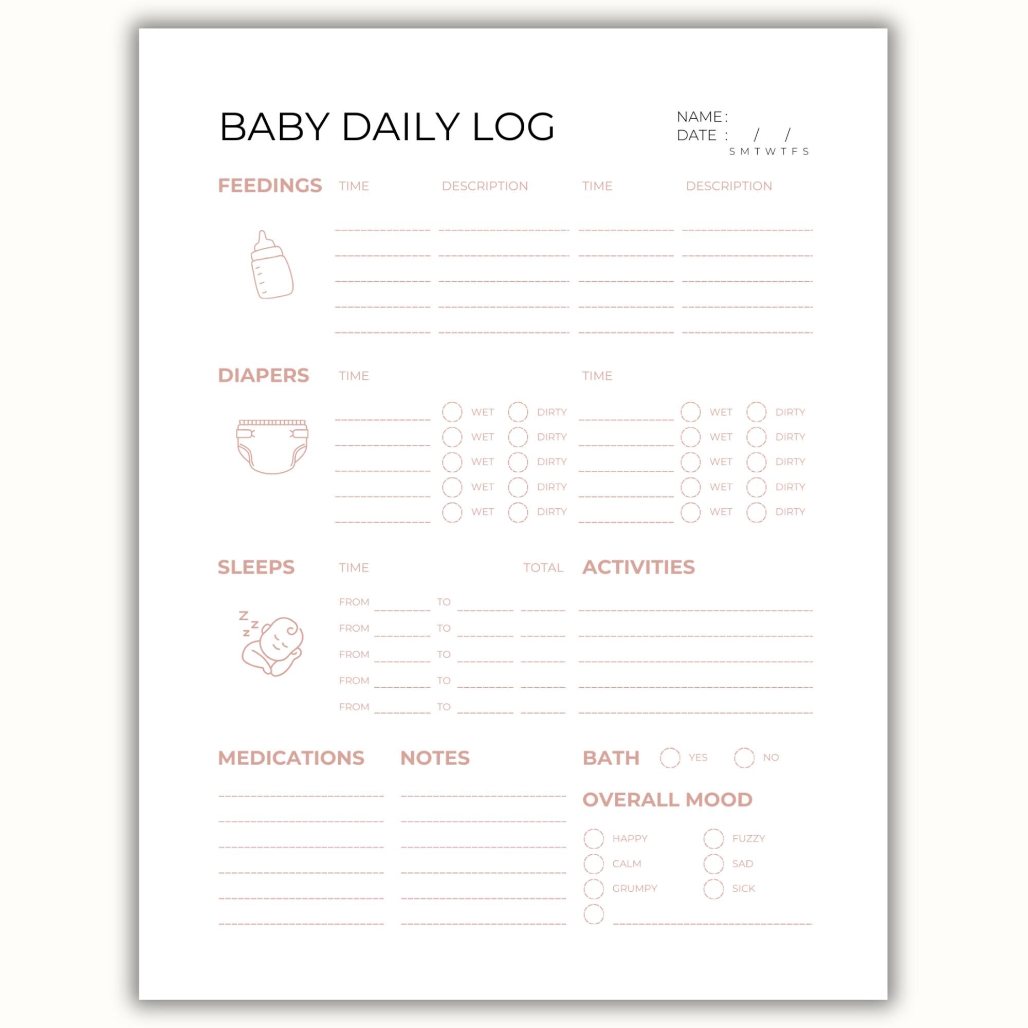 Newborn Tracker for Baby Daily Log Printable Baby Feeding Tracker Baby ...