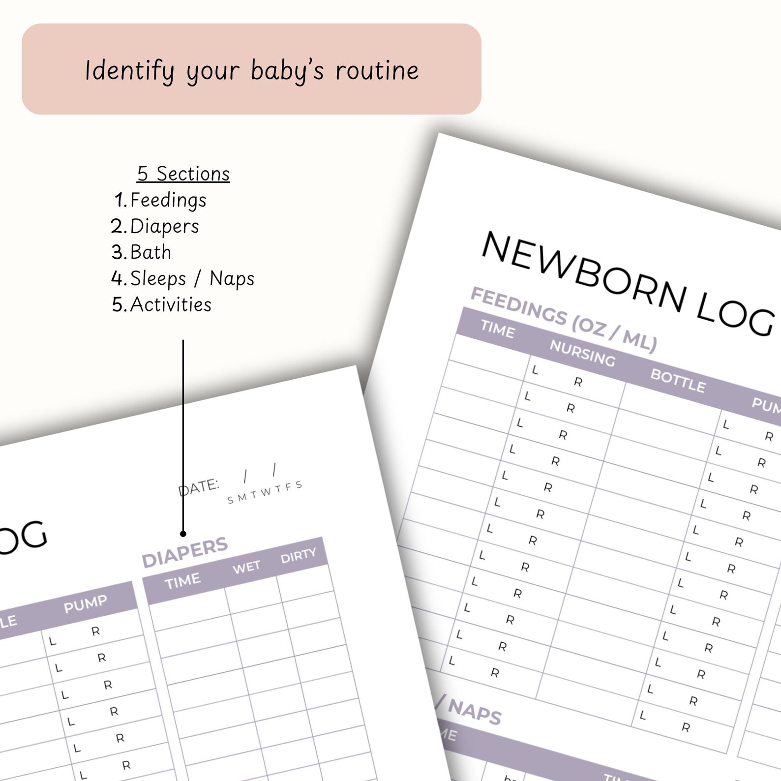 Newborn Tracker for Baby Daily Log Printable Baby Feeding Tracker Baby ...