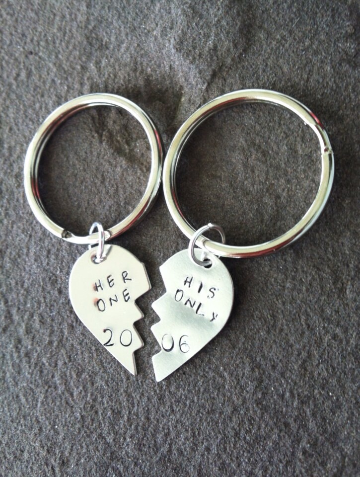 His and her keychain broken heart best friends keychain Etsy