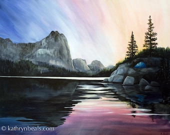 Canvas Print- Sunrise over High Sierra Alpine Lakes, Mountain Landscape
