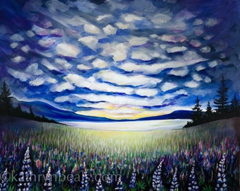 Canvas Print- Wildflower Cloudscape Painting - British Columbia Landscape