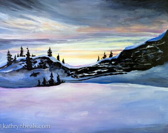 Canvas Print- Winter Sunset in Yosemite, Landscape Painting