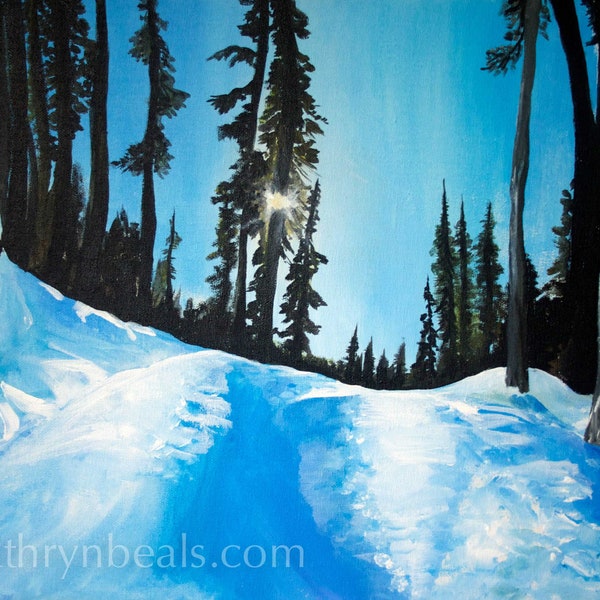 Photo Print- Snowy Alpine Trail Painting, British Columbia Landscape