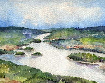 Photo Print- Peace River Alberta Watercolor Landscape Painting