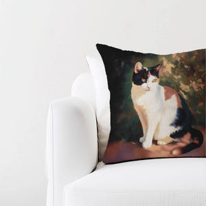 三毛猫編みクッション - 猫タペストリーソファクッション、猫好きのホームデコレーション