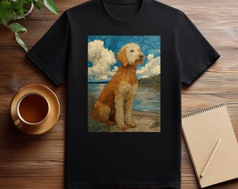 Art Nouveau Goldendoodle hund-T-shirt – Vintage hund-T-shirt, inspirerad av William Morris
