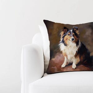 シェルティ犬の織りタペストリー枕 - シェットランドシープドッグのタペストリー枕、犬好きへのギフト