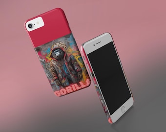 Urban Gorilla Red iPhone Case: Street Art Style