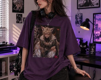 Anthro Wolf Warrior Artwork T-shirt | Fantasy Anime Character Print