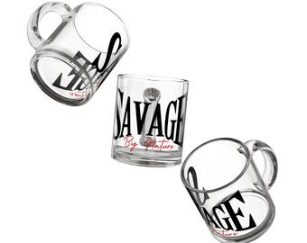 Savage By Nature Glass Mug: Rustic Nature Lover Coffee Cup