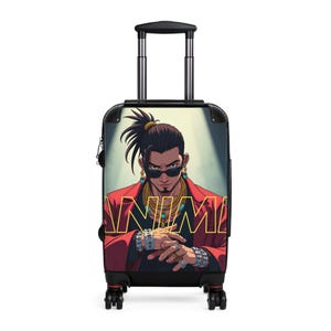 Op anime geïnspireerde koffer - Unieke reisbagage, stijlvolle handbagage, cadeau voor reizigers, gepersonaliseerde reisuitrusting, koffer met ontwerp