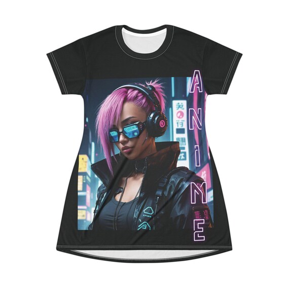anime t shirt dress Anime Graphic T-Shirt Dress: Casual Polyester Dress