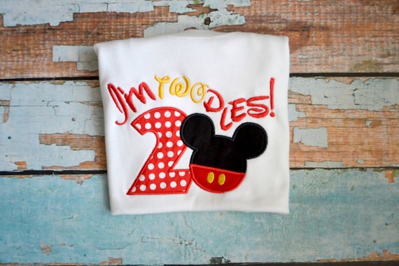 I'm twodles Mickey Mouse Birthday Shirt, Boys birthday Shirt, Mickey Mouse Birthday Party Shirt Il_570xn