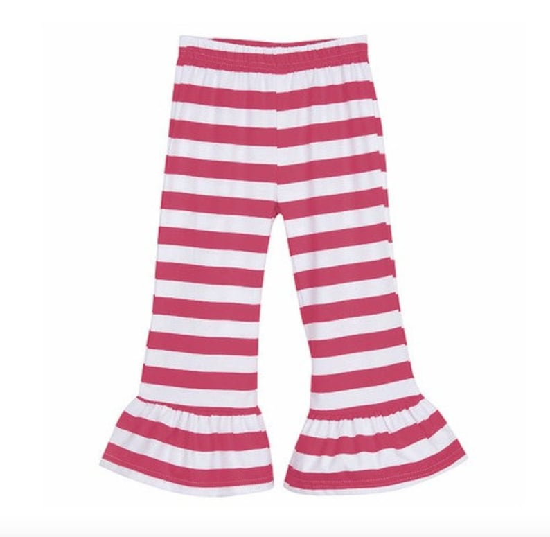 Girls birthday shirt Girls Ruffle Pants Striped Ruffle Pants