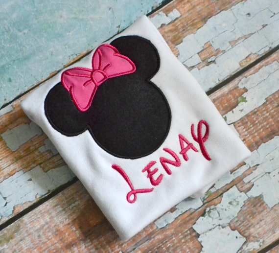 Pink Minnie Mouse shirt, Embroidered Minnie Mouse Shirt, Girls Shirt Il_570xn
