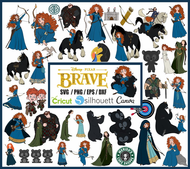 Merida Brave Clipart: Princess PNG, Iron on Sublimation (digital ...