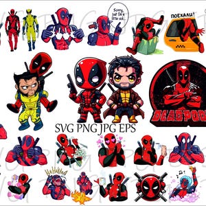 Deadpool and Wolverine Svg Bundle, Deadpool Heart Svg, Wolverine Svg, Movie Svg, Superhero Cut File