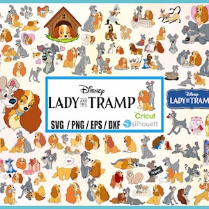Lady and the Tramp PNG Cliparts Bundle, Lady and the Tramp SVG, Cartoon Sublimation Cliparts, Lady and the Tramp Themed Kids Sublimation PNG